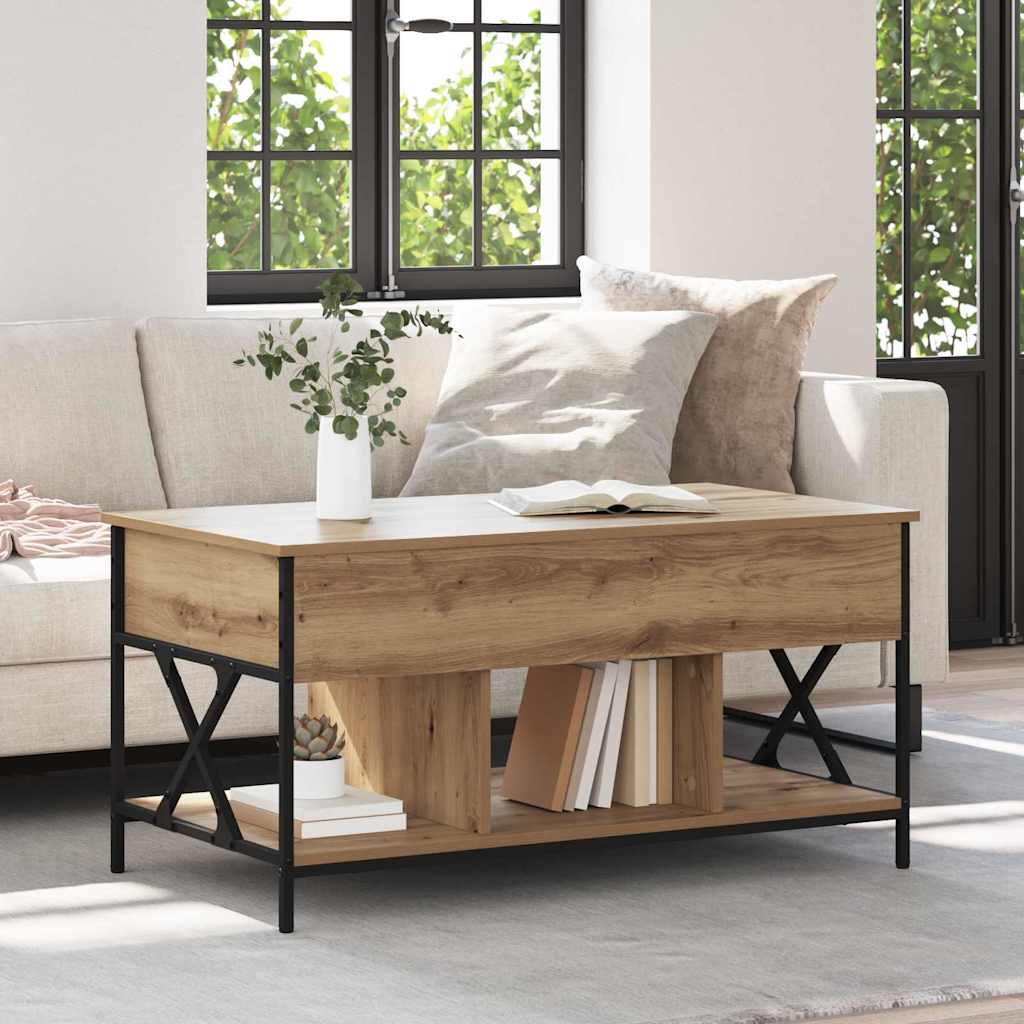 Salontafel Artisan Eiken 100 x 55 x 48.5 cm Bewerkt hout is nu te koop bij PeponiXL, paradijselijk wonen!