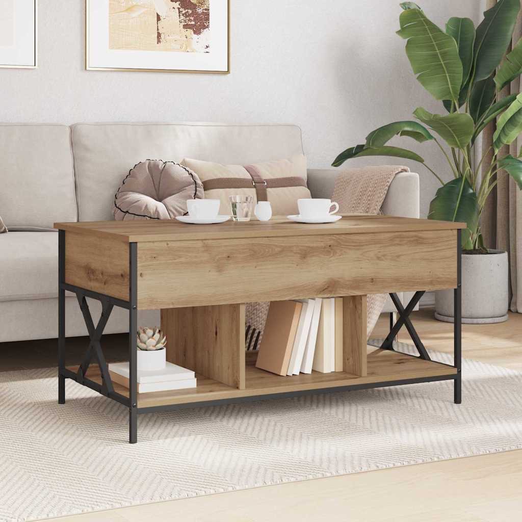 Salontafel Artisan Eiken 100 x 55 x 48.5 cm Bewerkt hout is nu te koop bij PeponiXL, paradijselijk wonen!