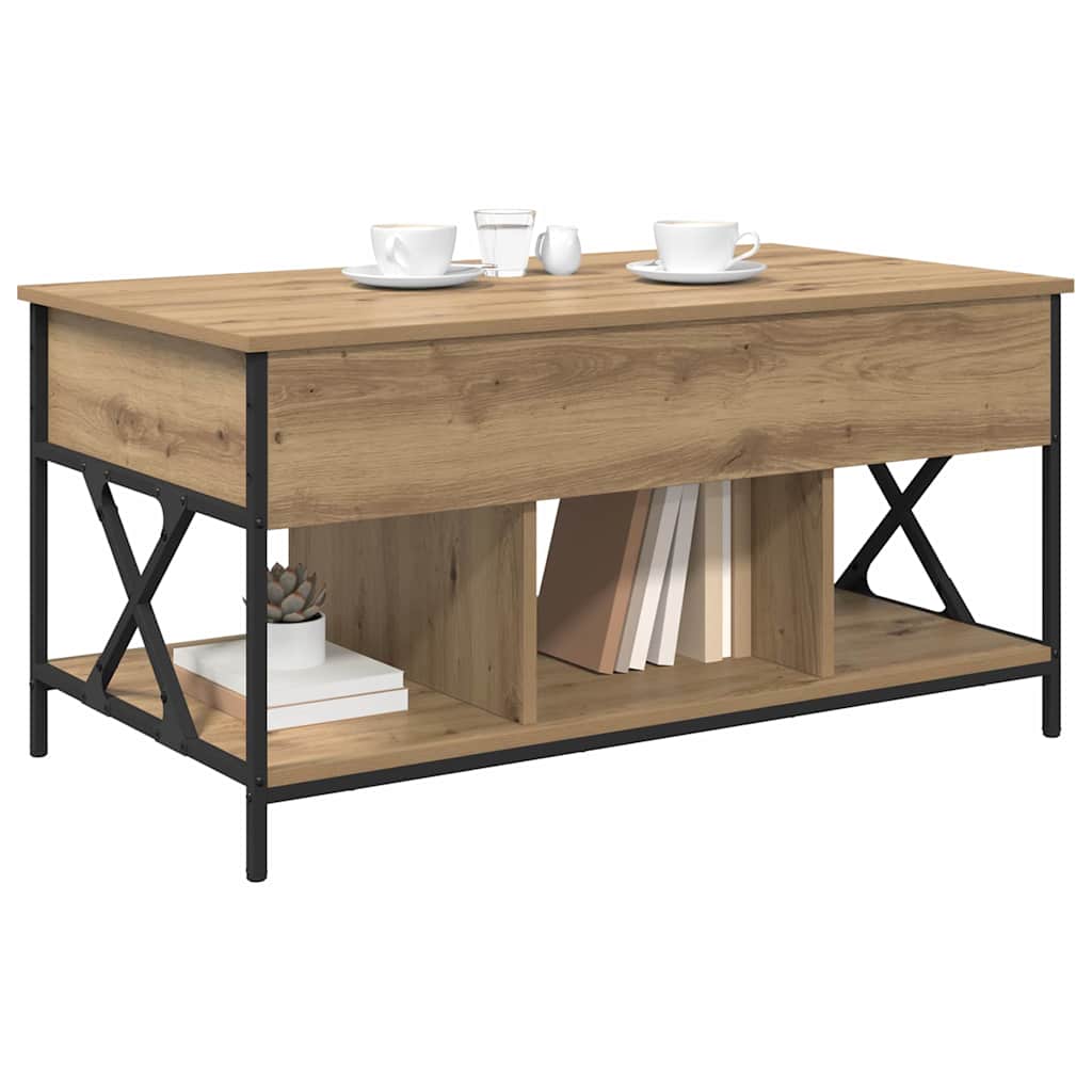 Salontafel Artisan Eiken 100 x 55 x 48.5 cm Bewerkt hout is nu te koop bij PeponiXL, paradijselijk wonen!