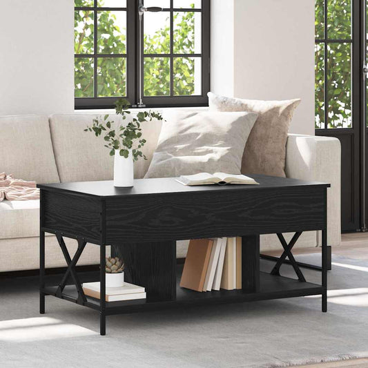 Salontafel Zwart Eiken 100 x 55 x 48.5 cm Bewerkt hout is nu te koop bij PeponiXL, paradijselijk wonen!