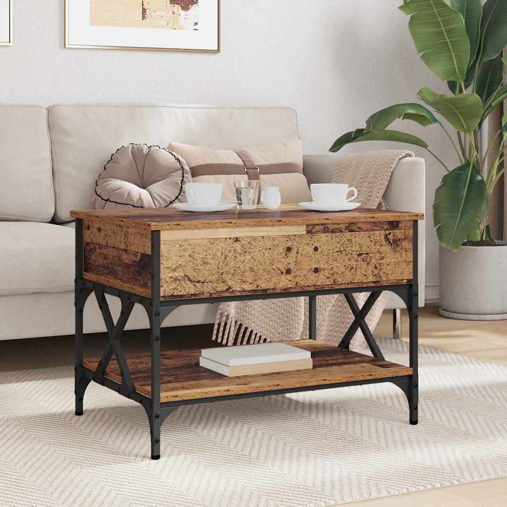 Salontafel Oud Hout 70x50x50cm Bewerkt hout is nu te koop bij PeponiXL, paradijselijk wonen!