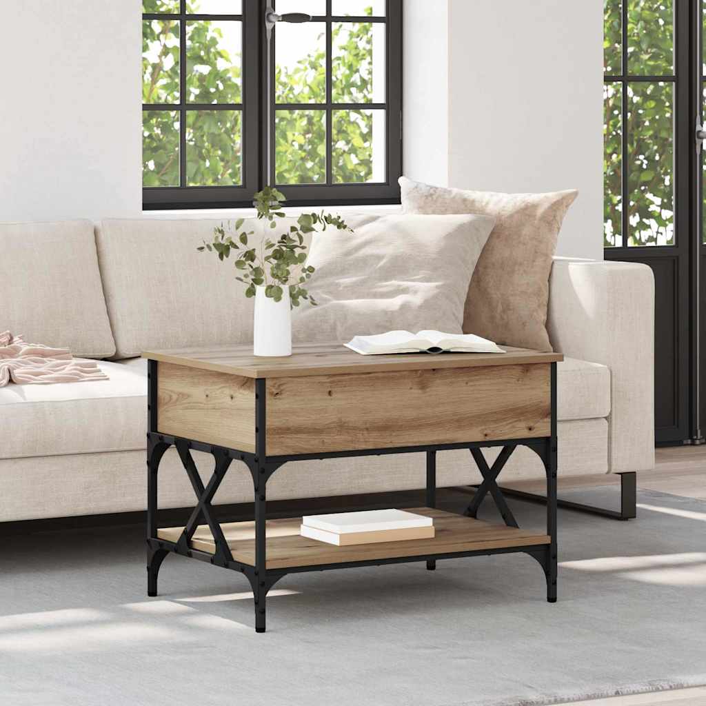 Salontafel Artisan Eiken 70x50x50cm Bewerkt hout is nu te koop bij PeponiXL, paradijselijk wonen!