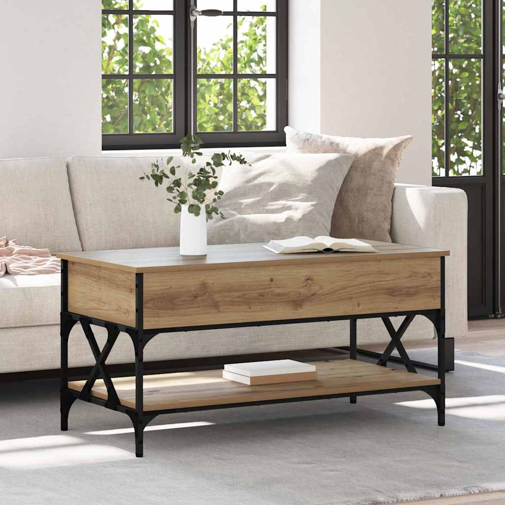 Salontafel Artisan Eiken 100 x 50 x 50 cm Bewerkt hout is nu te koop bij PeponiXL, paradijselijk wonen!