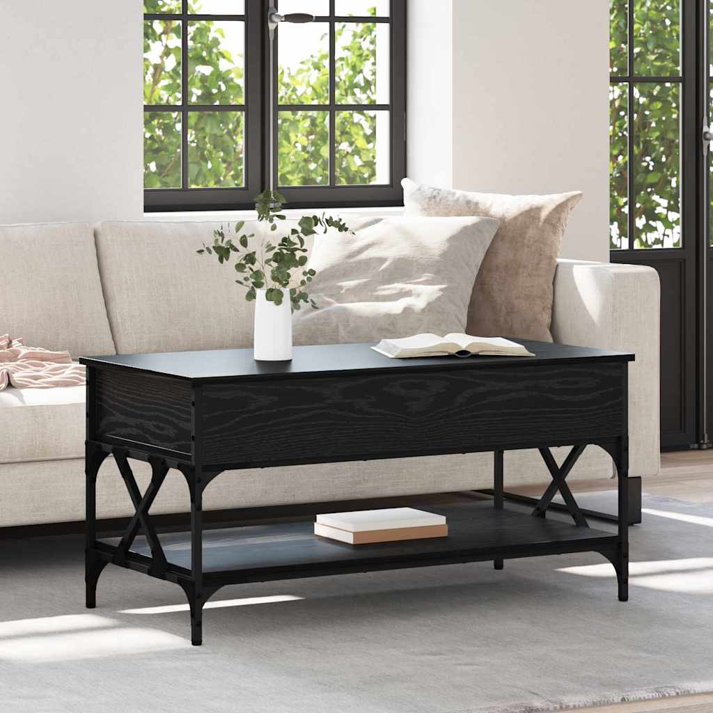 Salontafel Zwart Eiken 100 x 50 x 50 cm Bewerkt hout is nu te koop bij PeponiXL, paradijselijk wonen!