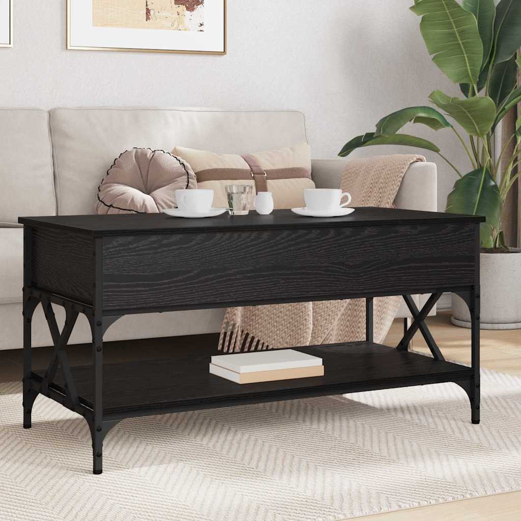 Salontafel Zwart Eiken 100 x 50 x 50 cm Bewerkt hout is nu te koop bij PeponiXL, paradijselijk wonen!