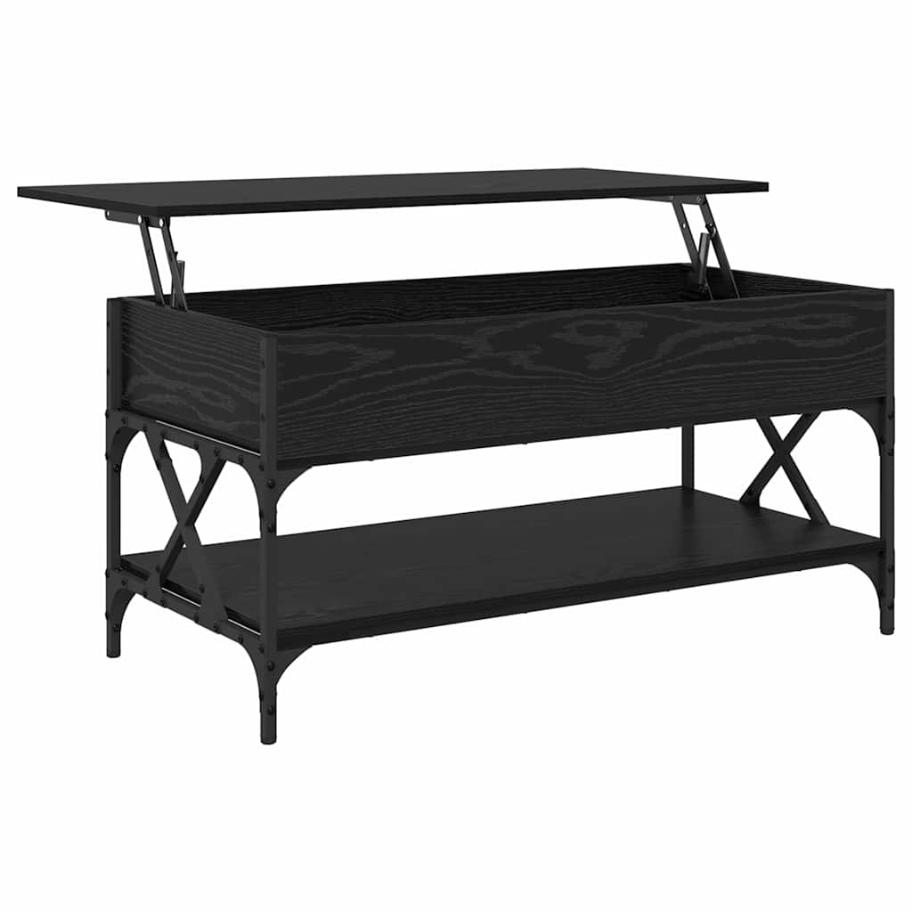 Salontafel Zwart Eiken 100 x 50 x 50 cm Bewerkt hout is nu te koop bij PeponiXL, paradijselijk wonen!