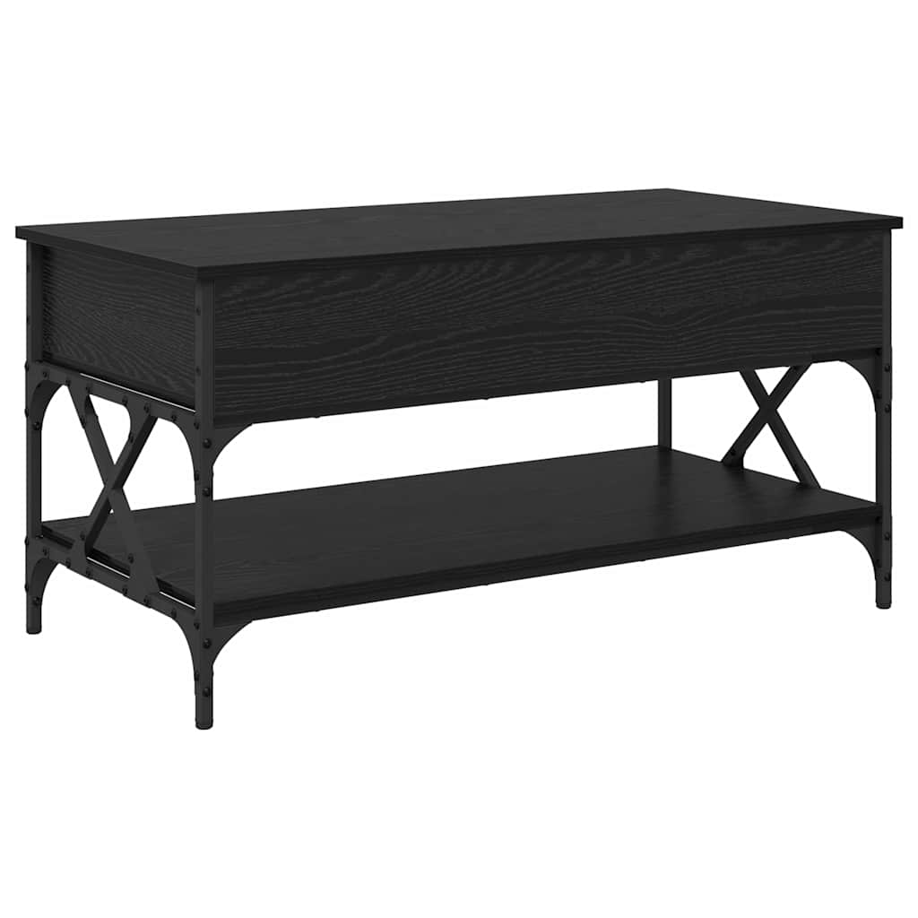 Salontafel Zwart Eiken 100 x 50 x 50 cm Bewerkt hout is nu te koop bij PeponiXL, paradijselijk wonen!