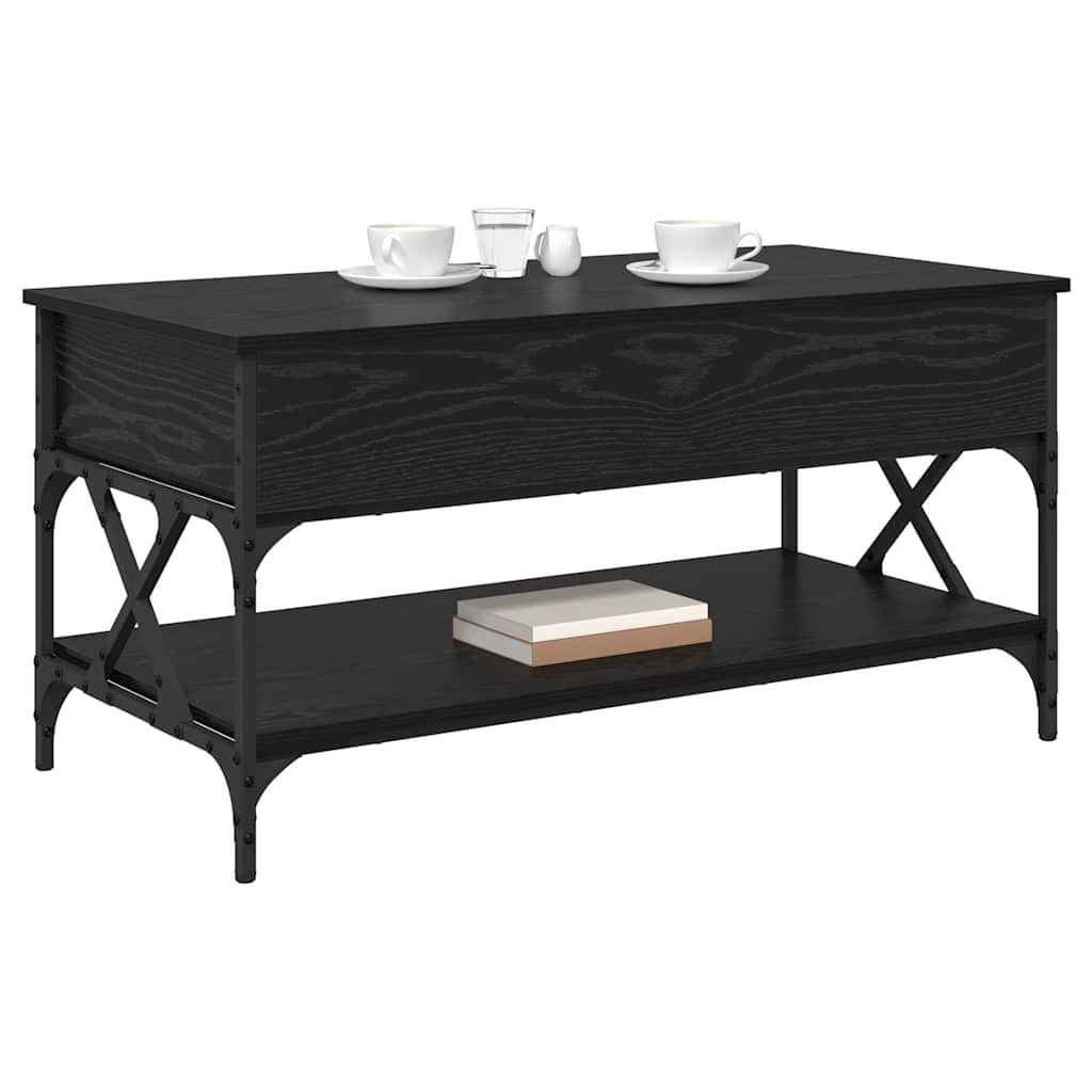 Salontafel Zwart Eiken 100 x 50 x 50 cm Bewerkt hout is nu te koop bij PeponiXL, paradijselijk wonen!