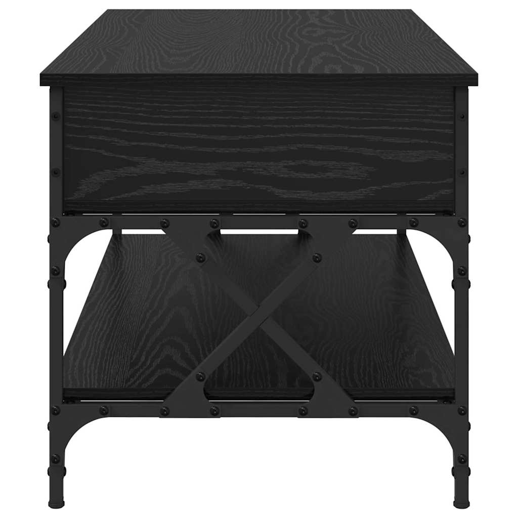 Salontafel Zwart Eiken 100 x 50 x 50 cm Bewerkt hout is nu te koop bij PeponiXL, paradijselijk wonen!