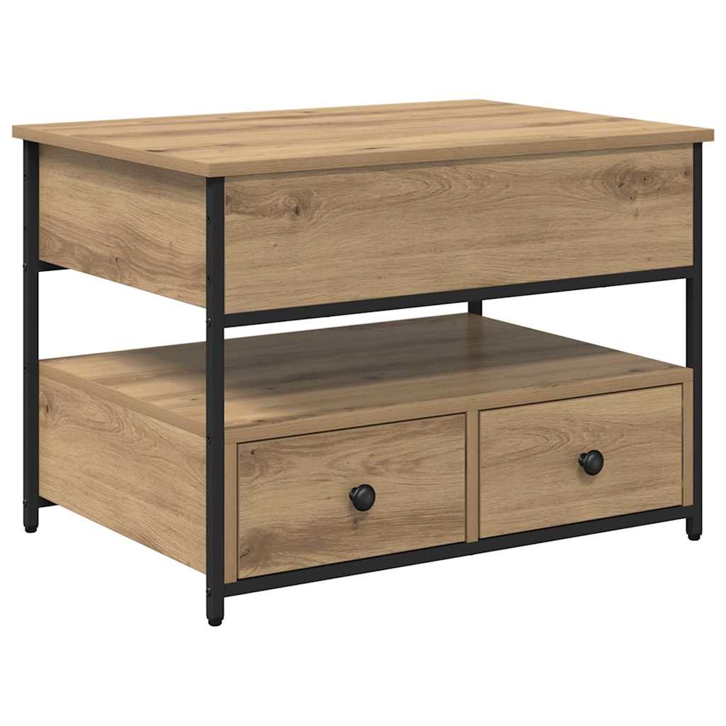 Salontafel Artisan Eiken 70 x 50 x 54,5 cm Bewerkt hout is nu te koop bij PeponiXL, paradijselijk wonen!