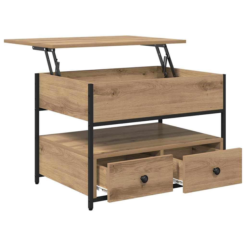 Salontafel Artisan Eiken 70 x 50 x 54,5 cm Bewerkt hout is nu te koop bij PeponiXL, paradijselijk wonen!