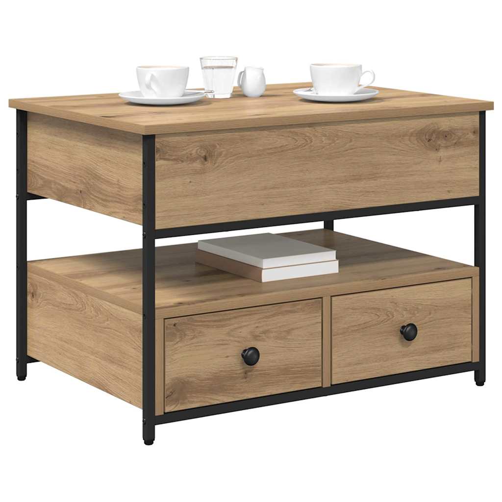 Salontafel Artisan Eiken 70 x 50 x 54,5 cm Bewerkt hout is nu te koop bij PeponiXL, paradijselijk wonen!