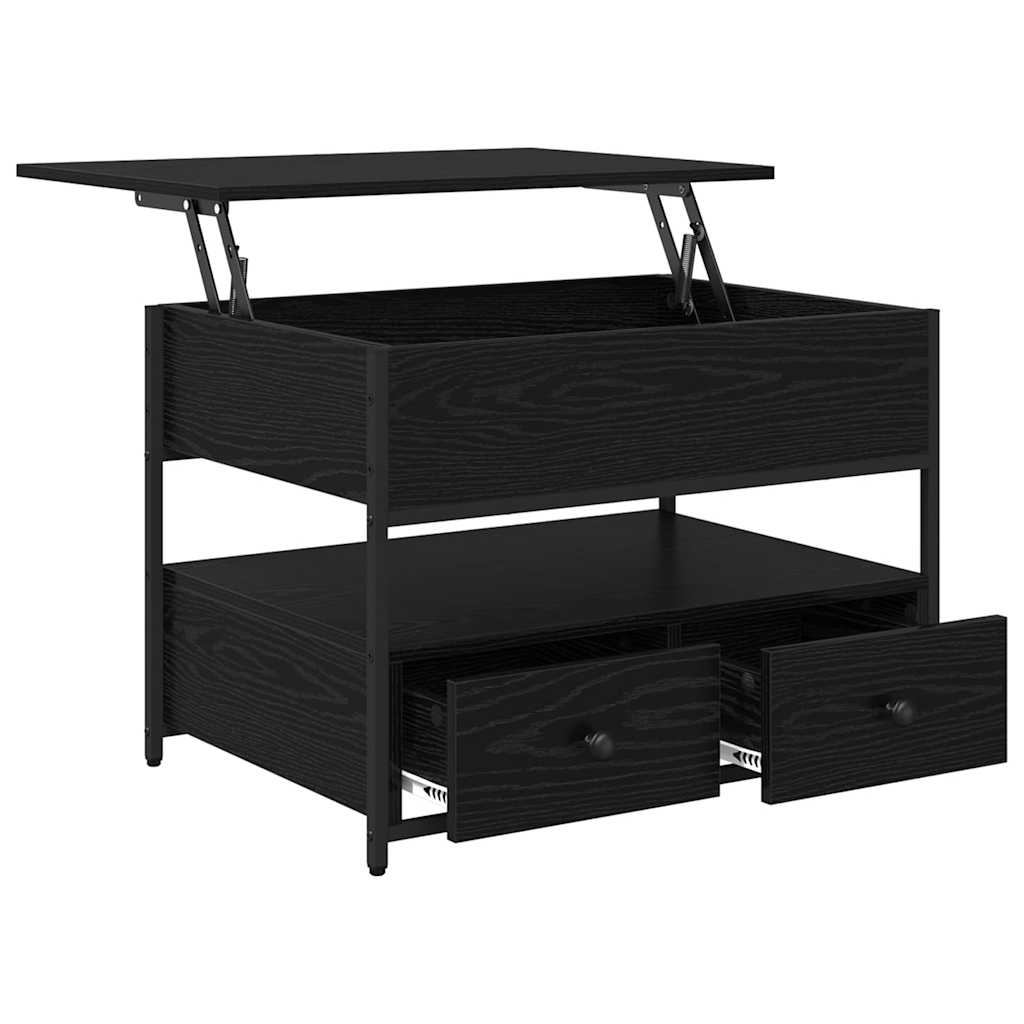 Salontafel met lade Zwart Eiken 70 x 50 x 54,5 cm Bewerkt hout is nu te koop bij PeponiXL, paradijselijk wonen!