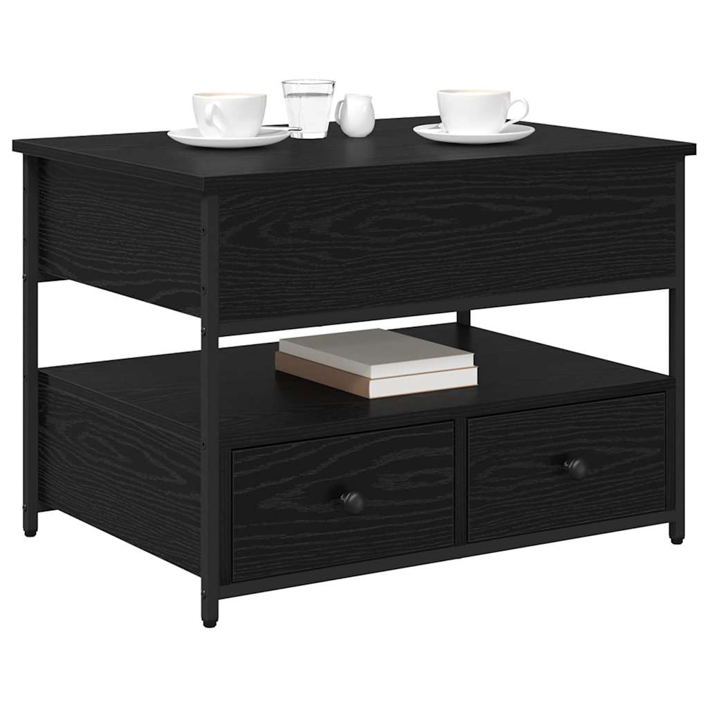Salontafel met lade Zwart Eiken 70 x 50 x 54,5 cm Bewerkt hout is nu te koop bij PeponiXL, paradijselijk wonen!