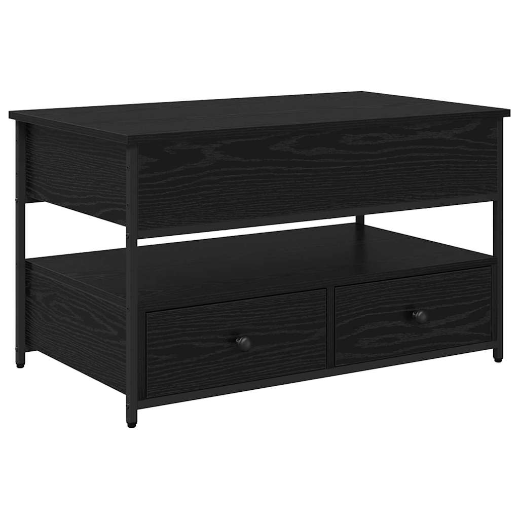 Salontafel met lade Zwart Eiken 85 x 50 x 50 cm Bewerkt hout is nu te koop bij PeponiXL, paradijselijk wonen!