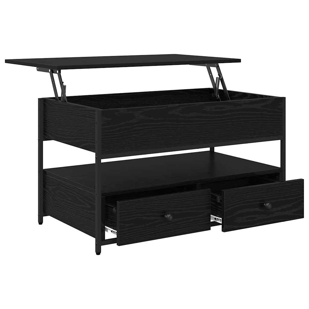 Salontafel met lade Zwart Eiken 85 x 50 x 50 cm Bewerkt hout is nu te koop bij PeponiXL, paradijselijk wonen!