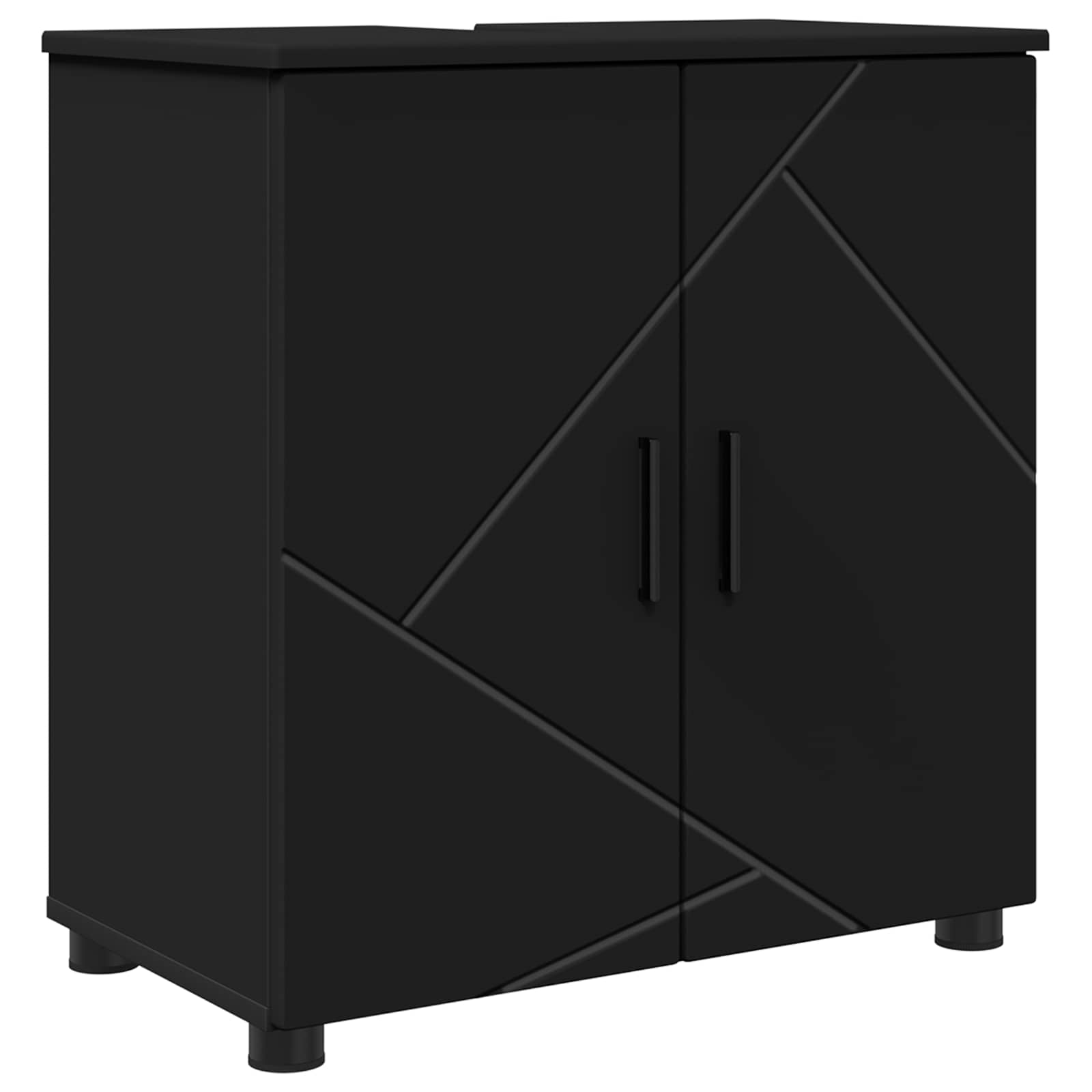 Badkamer Kast Zwart 61 x 35 x 64 cm Bewerkt hout & Metaal is nu te koop bij PeponiXL, paradijselijk wonen!
