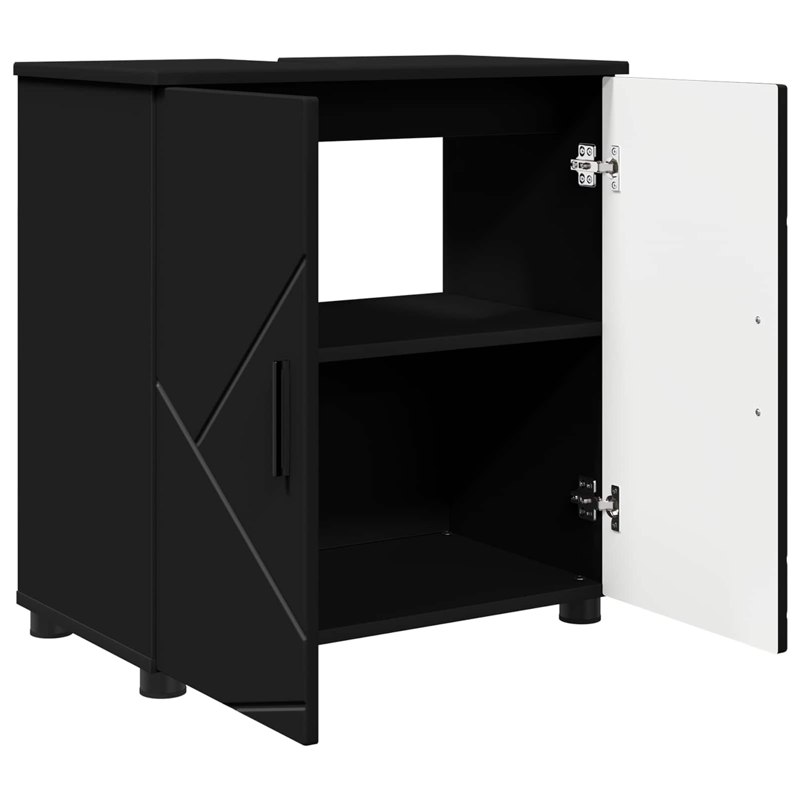 Badkamer Kast Zwart 61 x 35 x 64 cm Bewerkt hout & Metaal is nu te koop bij PeponiXL, paradijselijk wonen!