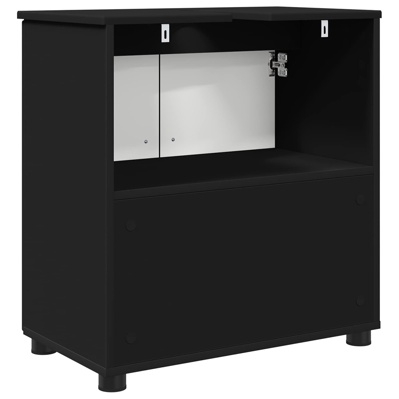 Badkamer Kast Zwart 61 x 35 x 64 cm Bewerkt hout & Metaal is nu te koop bij PeponiXL, paradijselijk wonen!