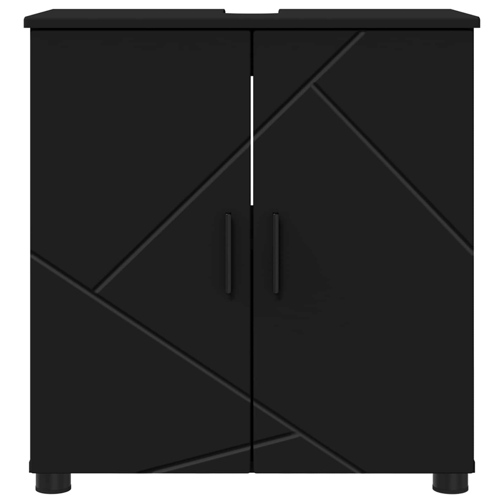 Badkamer Kast Zwart 61 x 35 x 64 cm Bewerkt hout & Metaal is nu te koop bij PeponiXL, paradijselijk wonen!