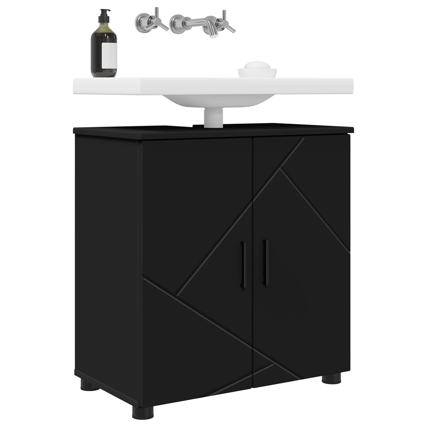 Badkamer Kast Zwart 61 x 35 x 64 cm Bewerkt hout & Metaal is nu te koop bij PeponiXL, paradijselijk wonen!