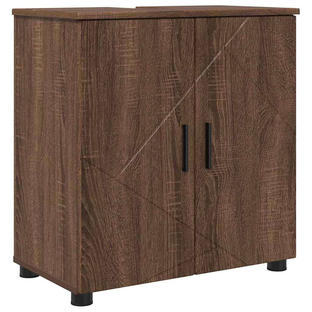Badkamer Kast Bruin Eiken 61 x 35 x 64 cm Bewerkt hout & Metaal is nu te koop bij PeponiXL, paradijselijk wonen!