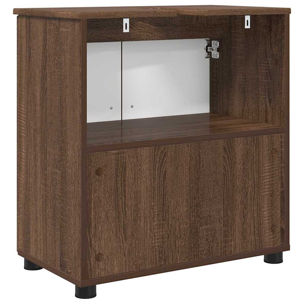 Badkamer Kast Bruin Eiken 61 x 35 x 64 cm Bewerkt hout & Metaal is nu te koop bij PeponiXL, paradijselijk wonen!