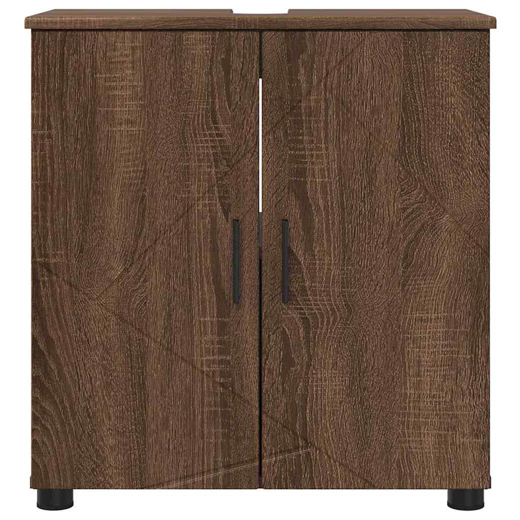 Badkamer Kast Bruin Eiken 61 x 35 x 64 cm Bewerkt hout & Metaal is nu te koop bij PeponiXL, paradijselijk wonen!