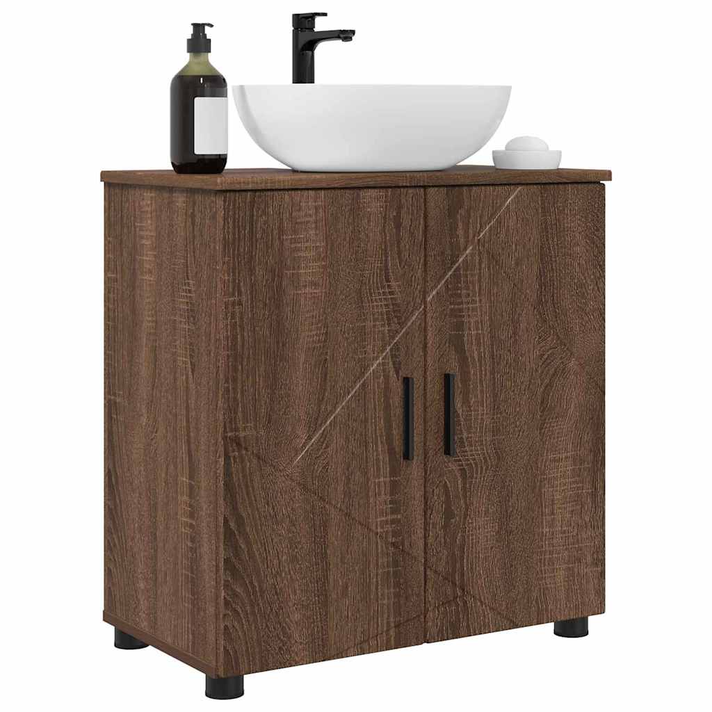 Badkamer Kast Bruin Eiken 61 x 35 x 64 cm Bewerkt hout & Metaal is nu te koop bij PeponiXL, paradijselijk wonen!