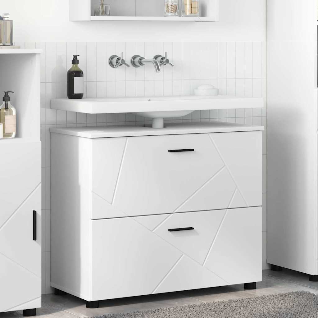Badkamer Kast Wit 76,5 x 35 x 64 cm Bewerkt hout & Metaal is nu te koop bij PeponiXL, paradijselijk wonen!