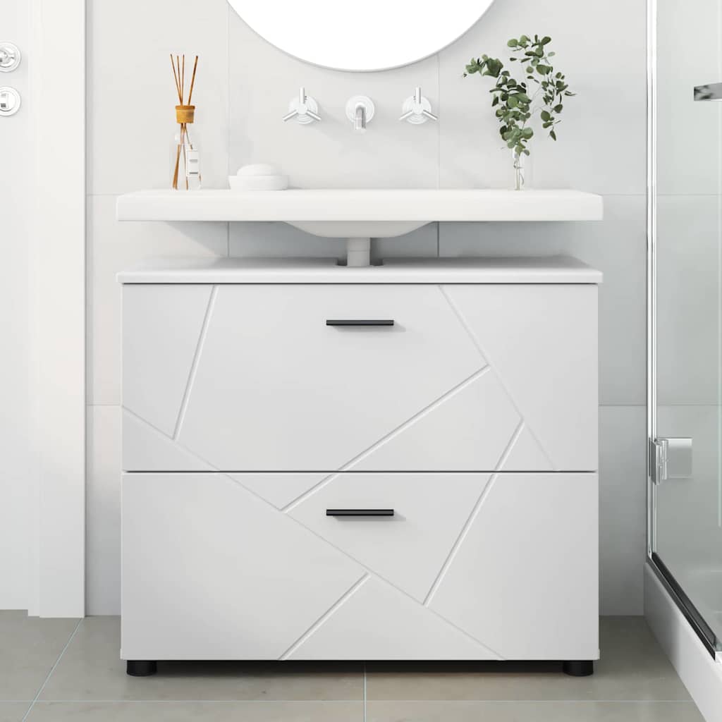 Badkamer Kast Wit 76,5 x 35 x 64 cm Bewerkt hout & Metaal is nu te koop bij PeponiXL, paradijselijk wonen!