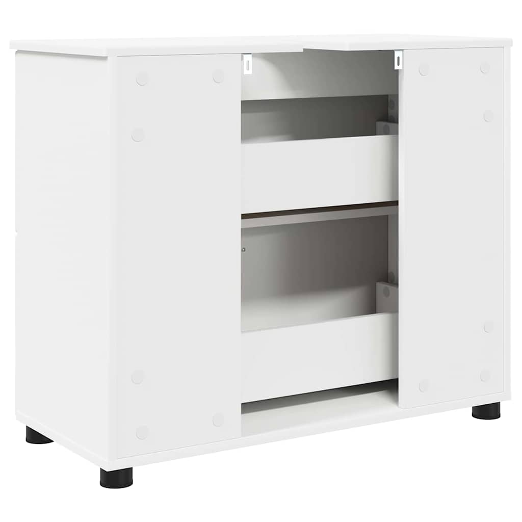 Badkamer Kast Wit 76,5 x 35 x 64 cm Bewerkt hout & Metaal is nu te koop bij PeponiXL, paradijselijk wonen!