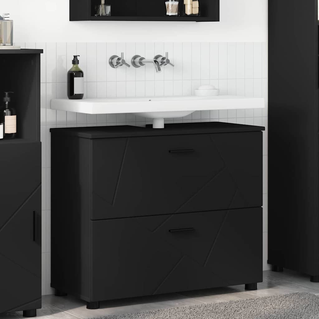 Badkamer Kast Zwart 76,5 x 35 x 64 cm Bewerkt hout & Metaal is nu te koop bij PeponiXL, paradijselijk wonen!