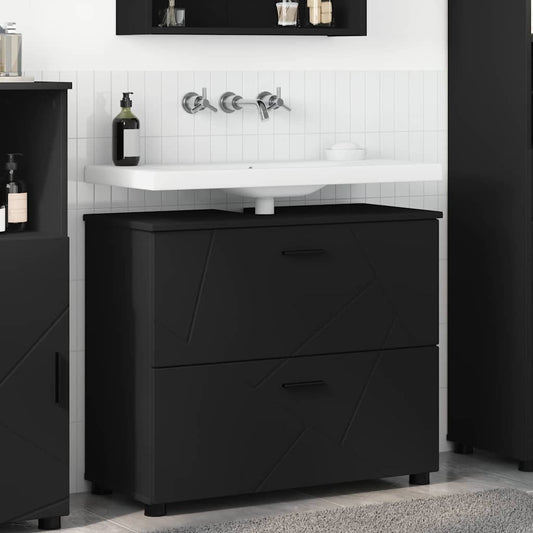 Badkamer Kast Zwart 76,5 x 35 x 64 cm Bewerkt hout & Metaal is nu te koop bij PeponiXL, paradijselijk wonen!