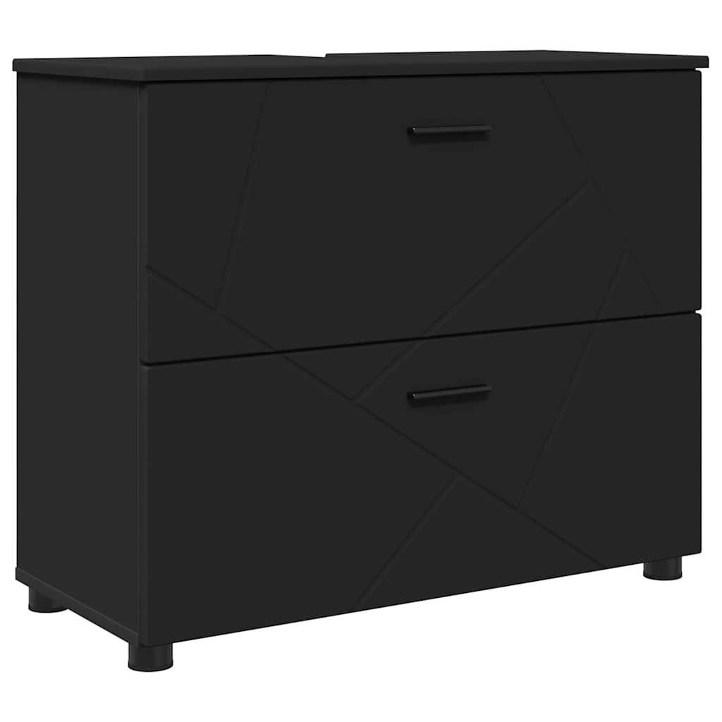 Badkamer Kast Zwart 76,5 x 35 x 64 cm Bewerkt hout & Metaal is nu te koop bij PeponiXL, paradijselijk wonen!