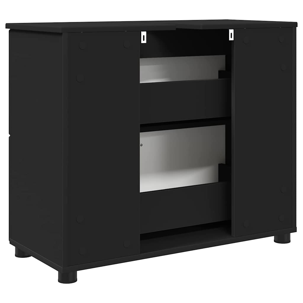 Badkamer Kast Zwart 76,5 x 35 x 64 cm Bewerkt hout & Metaal is nu te koop bij PeponiXL, paradijselijk wonen!
