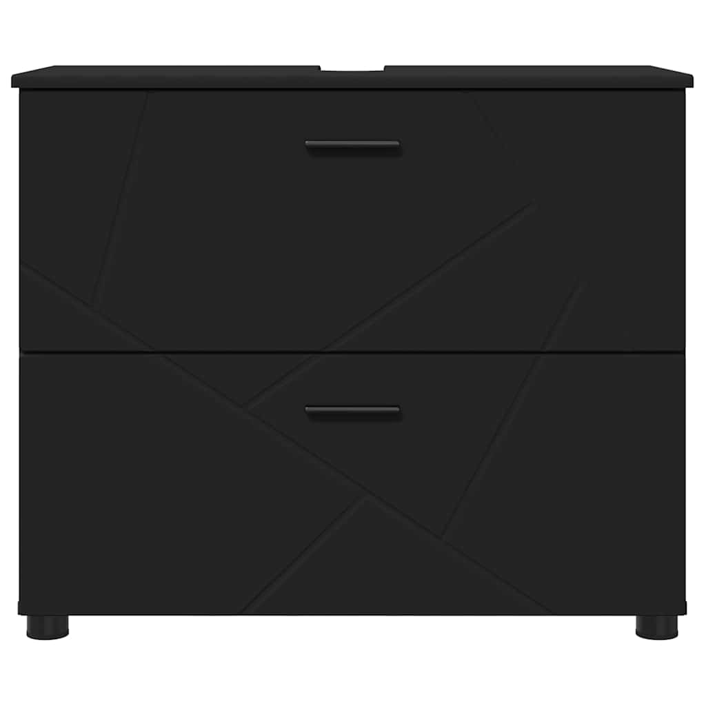 Badkamer Kast Zwart 76,5 x 35 x 64 cm Bewerkt hout & Metaal is nu te koop bij PeponiXL, paradijselijk wonen!