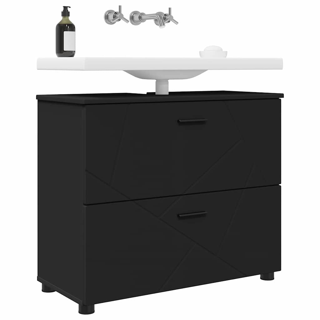Badkamer Kast Zwart 76,5 x 35 x 64 cm Bewerkt hout & Metaal is nu te koop bij PeponiXL, paradijselijk wonen!