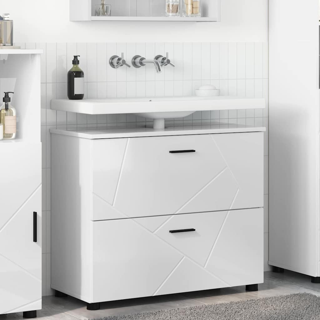 Badkamer Kast met lade Hoogglans wit 76,5 x 35 x 64 cm is nu te koop bij PeponiXL, paradijselijk wonen!