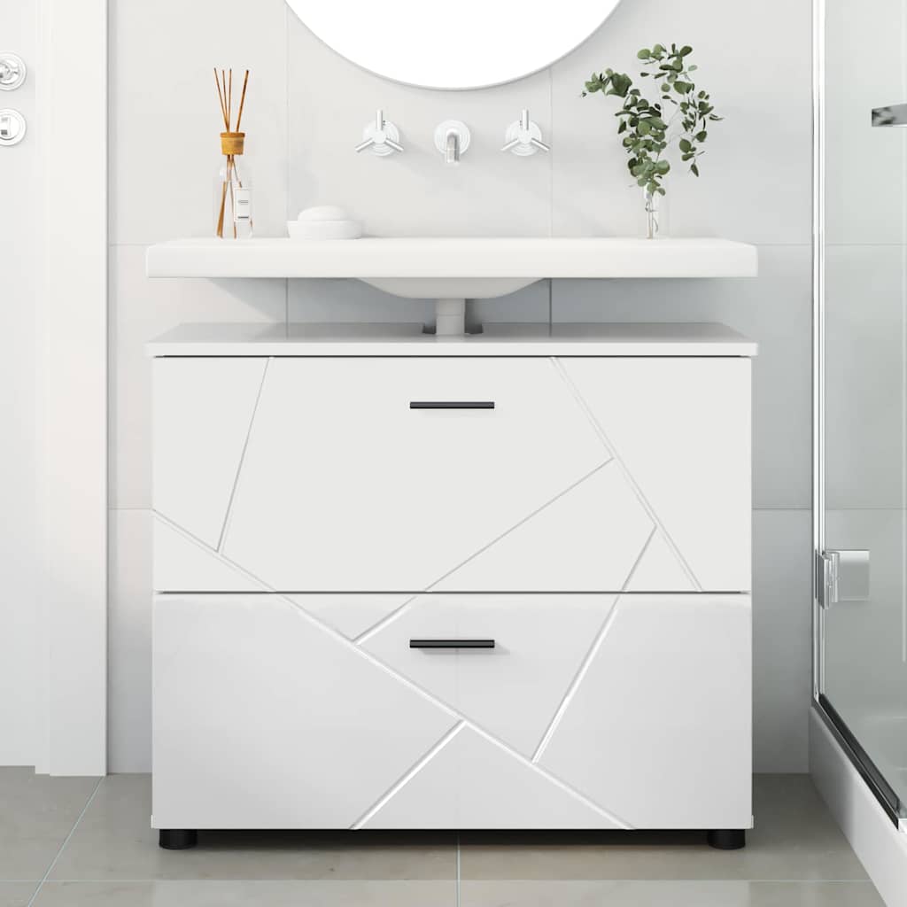 Badkamer Kast met lade Hoogglans wit 76,5 x 35 x 64 cm is nu te koop bij PeponiXL, paradijselijk wonen!