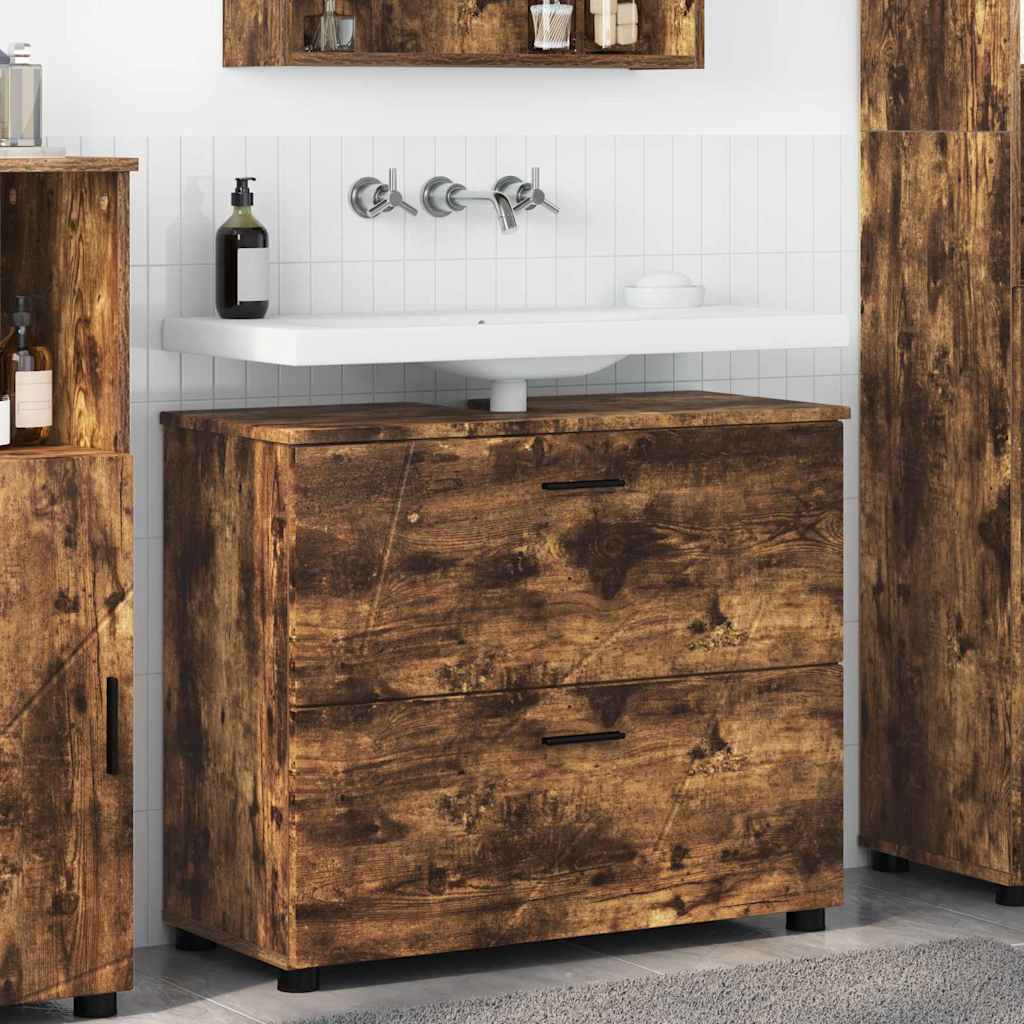 Badkamer Kast met lade Gerookt eiken 76,5 x 35 x 64 cm is nu te koop bij PeponiXL, paradijselijk wonen!