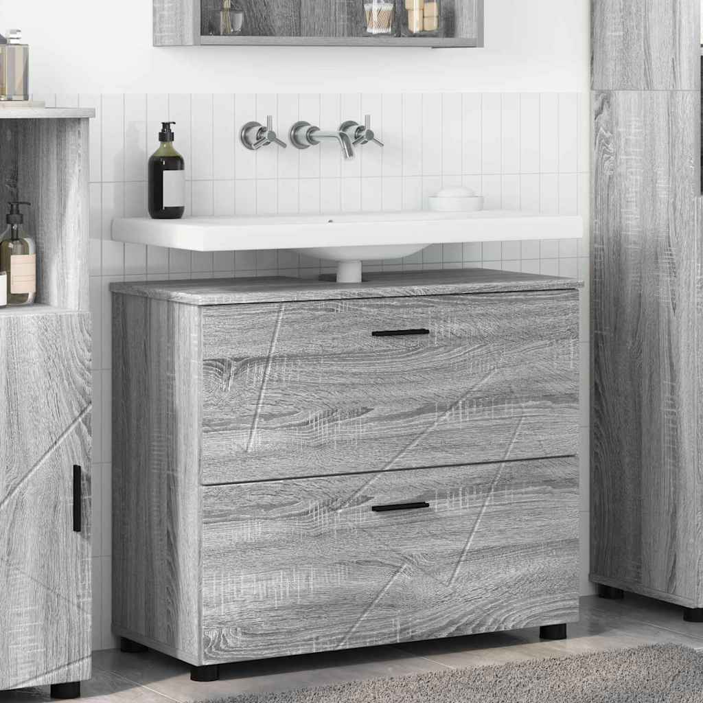 Badkamer Kast met lade Grijs Sonoma 76,5 x 35 x 64 cm is nu te koop bij PeponiXL, paradijselijk wonen!