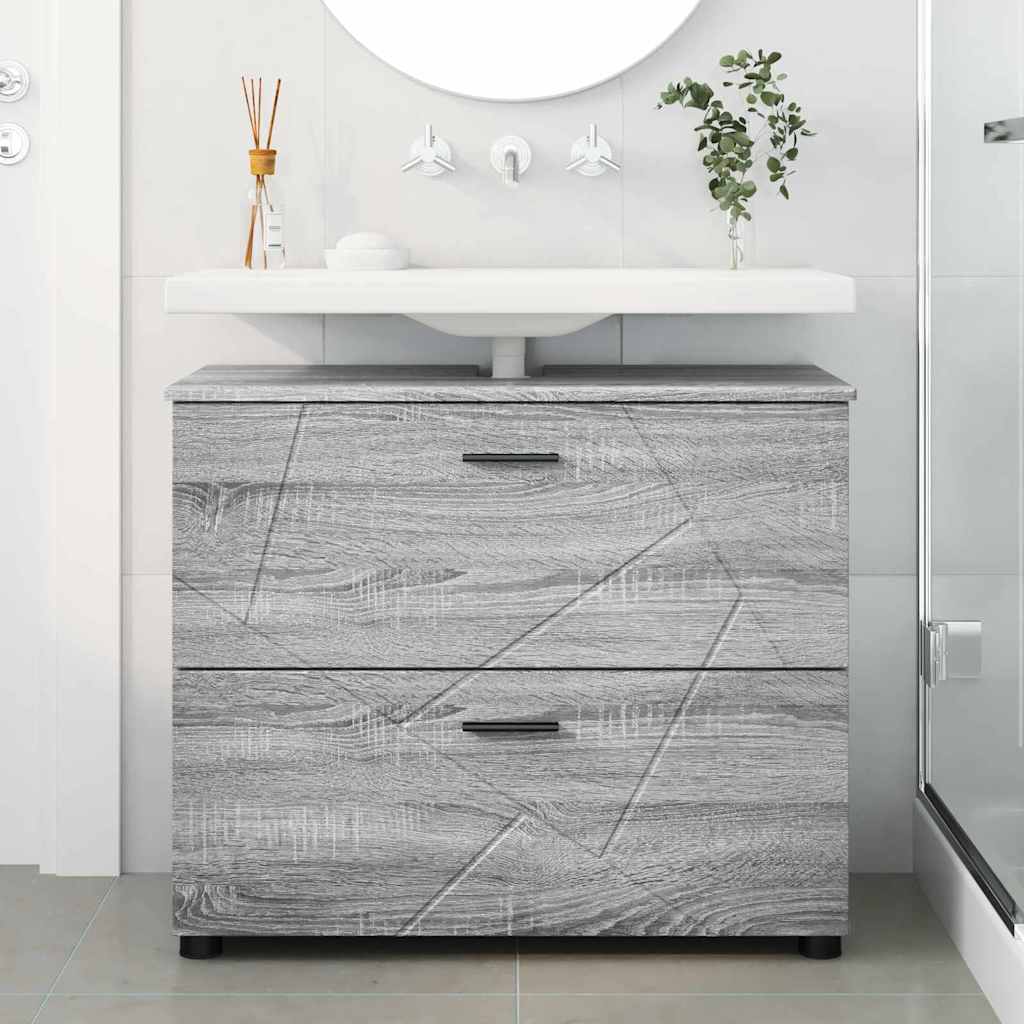 Badkamer Kast met lade Grijs Sonoma 76,5 x 35 x 64 cm is nu te koop bij PeponiXL, paradijselijk wonen!