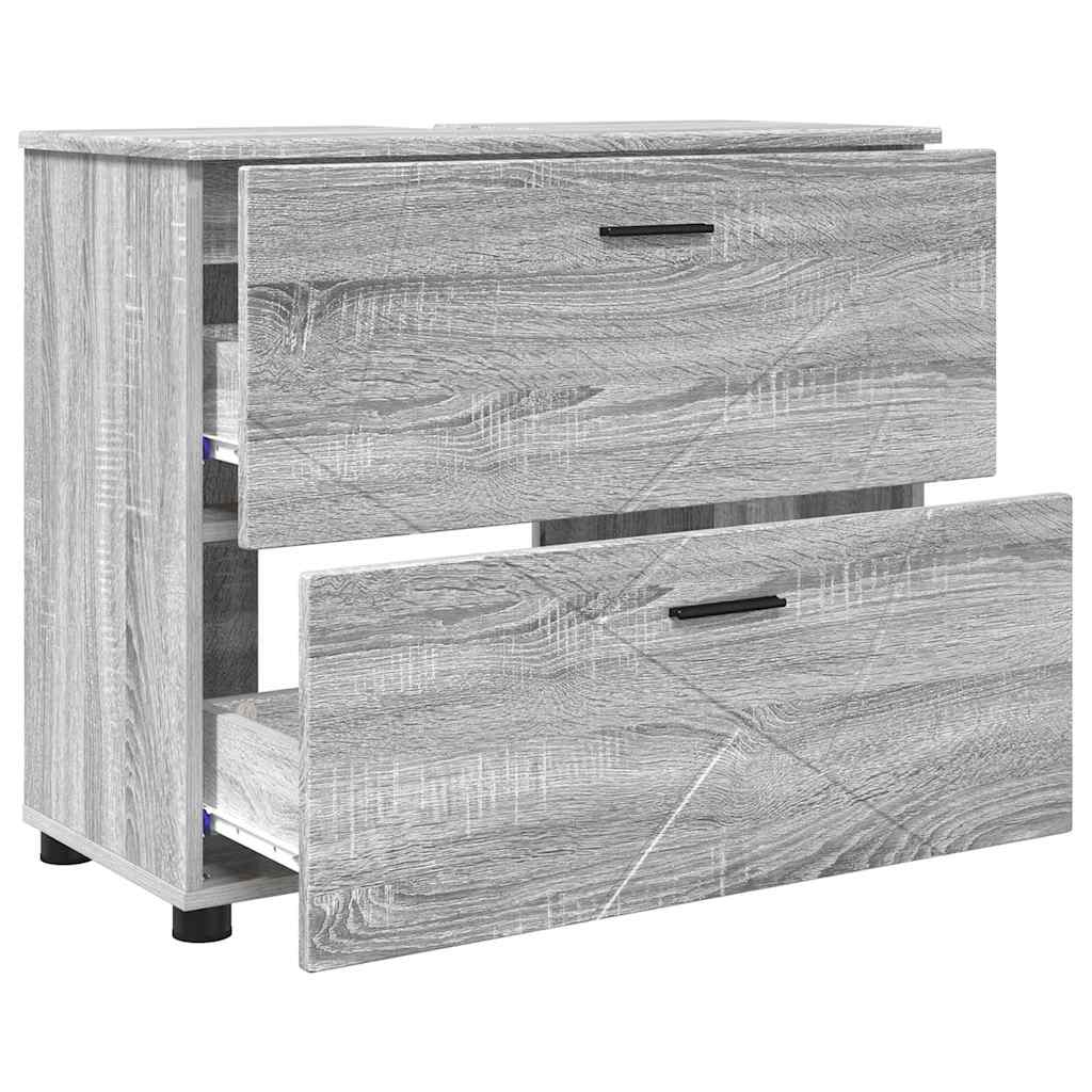 Badkamer Kast met lade Grijs Sonoma 76,5 x 35 x 64 cm is nu te koop bij PeponiXL, paradijselijk wonen!