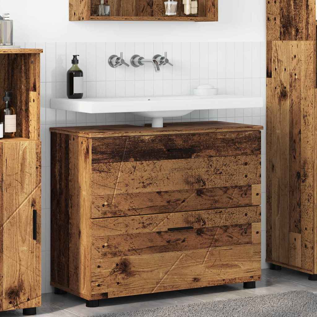Badkamer Kast Oud Hout 76,5 x 35 x 64 cm Bewerkt hout & Metaal is nu te koop bij PeponiXL, paradijselijk wonen!