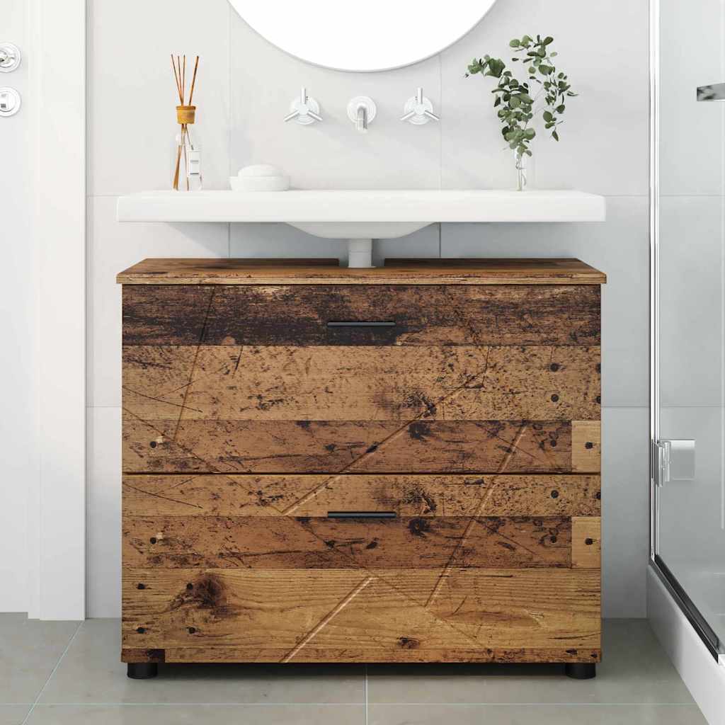 Badkamer Kast Oud Hout 76,5 x 35 x 64 cm Bewerkt hout & Metaal is nu te koop bij PeponiXL, paradijselijk wonen!