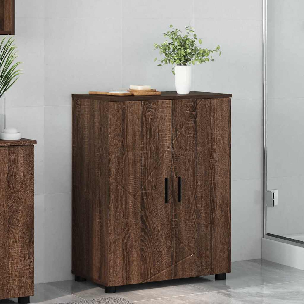 Badkamer Kast Bruin Eiken 60 x 35 x 80 cm Bewerkt hout & Metaal is nu te koop bij PeponiXL, paradijselijk wonen!