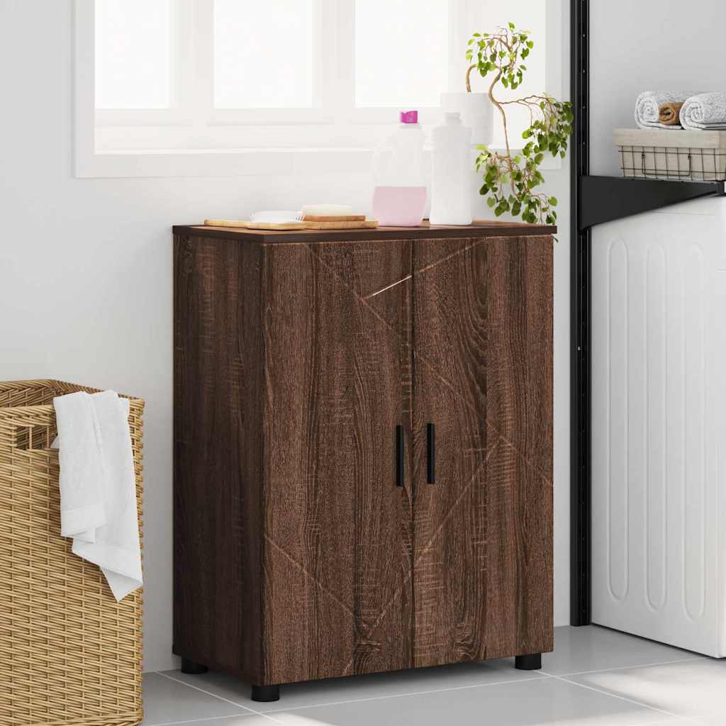 Badkamer Kast Bruin Eiken 60 x 35 x 80 cm Bewerkt hout & Metaal is nu te koop bij PeponiXL, paradijselijk wonen!