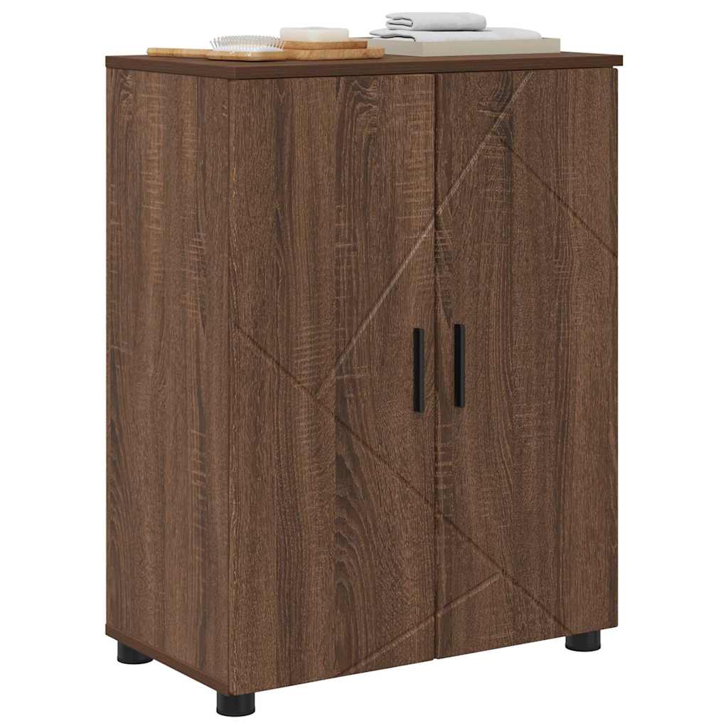 Badkamer Kast Bruin Eiken 60 x 35 x 80 cm Bewerkt hout & Metaal is nu te koop bij PeponiXL, paradijselijk wonen!