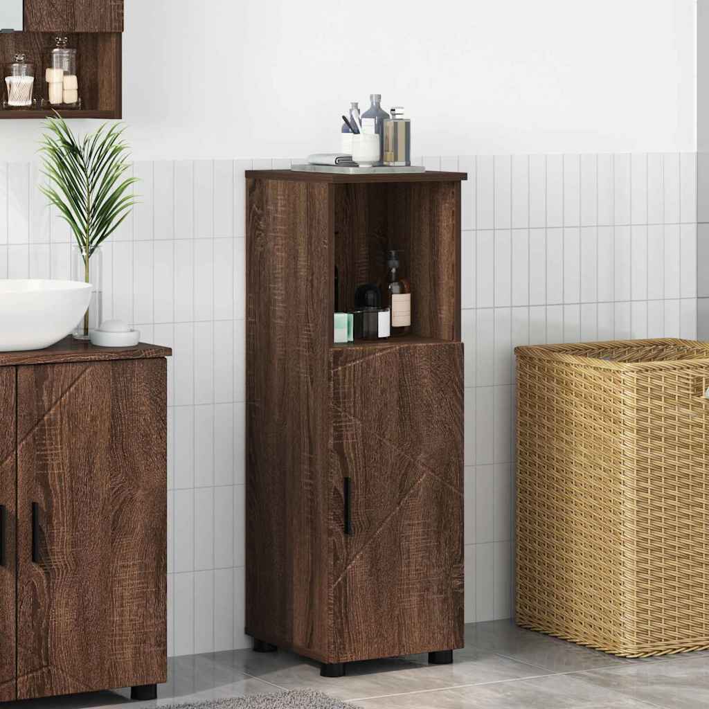Badkamer Kast Bruin Eiken 30 x 35 x 95 cm Bewerkt hout & Metaal is nu te koop bij PeponiXL, paradijselijk wonen!